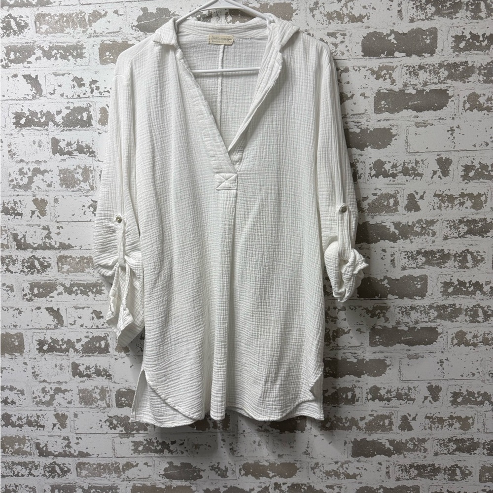 Just Living White Textured Tunic